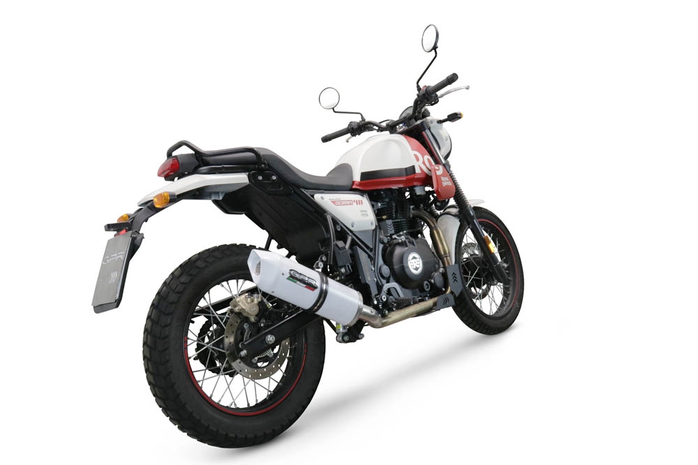 Scarico compatibile con Royal Enfield Scram 411 2022-2024, Albus Evo4, Terminale di scarico omologato, fornito con db killer estraibile, catalizzatore e raccordo specifico