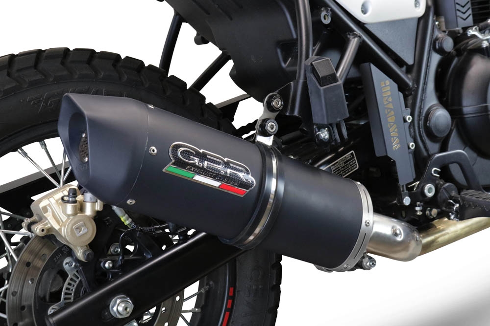 Exhaust compatible with Royal Enfield Scram 411 2022-2024, Furore Evo4 Nero, Homologated legal slip-on exhaust including removable db killer, link pipe and catalyst 