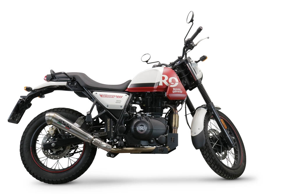 Scarico compatibile con Royal Enfield Scram 411 2022-2024, Powercone Evo, Terminale di scarico omologato,fornito con db killer estraibile,catalizzatore e collettore
