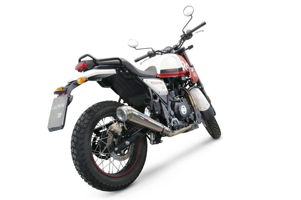 Scarico compatibile con Royal Enfield Scram 411 2022-2024, Powercone Evo, Terminale di scarico omologato,fornito con db killer estraibile,catalizzatore e collettore