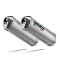 Exhaust compatible with Yamaha Bt Bulldog 1100 2002-2007, Satinox , Dual Homologated legal slip-on exhaust including removable db killers and link pipes 