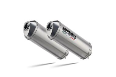 Scarico compatibile con Ducati Monster 620 2003-2006, Satinox, Coppia di terminali di scarico omologati, forniti con db killer removibili e raccordi specifici