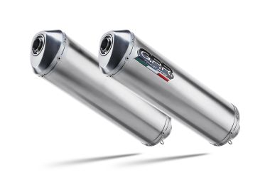 Scarico compatibile con Aprilia Etv Caponord 1000 Rally 2001-2007, Satinox, Coppia di terminali di scarico omologati, forniti con db killer removibili e raccordi specifici