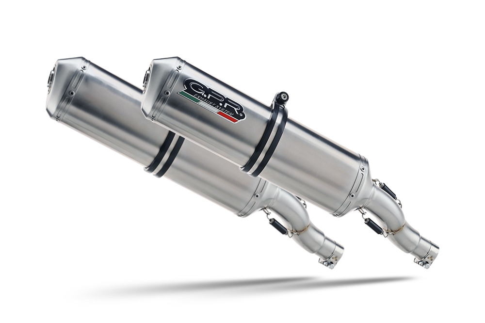 Scarico compatibile con Cagiva Raptor 1000 2000-2003, Satinox , Coppia di terminali di scarico omologati, forniti con db killer removibili e raccordi specifici