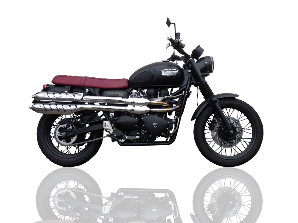 Scarico compatibile con Triumph Scrambler 900 2006-2014, Deeptone Inox, Coppia di terminali di scarico omologati, forniti con db killer removibili e raccordi specifici