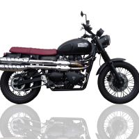 Scarico compatibile con Triumph Scrambler 900 2006-2014, Deeptone Inox, Coppia di terminali di scarico omologati, forniti con db killer removibili e raccordi specifici