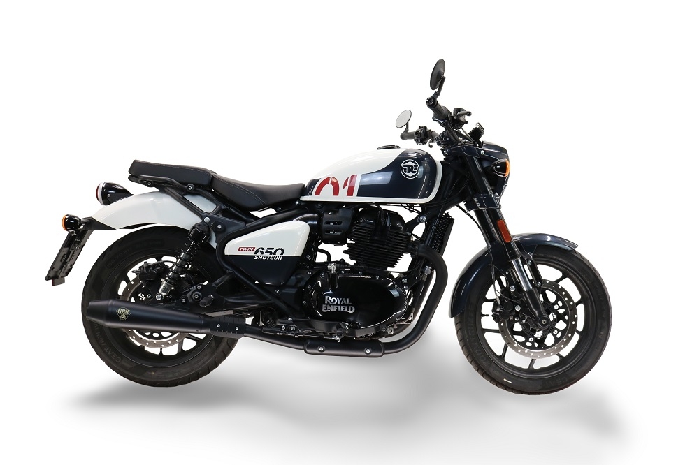 Exhaust compatible with Royal Enfield Shotgun 650 2024-2025, Ultracone Black, Double Racing slip-on exhaust including link pipe 