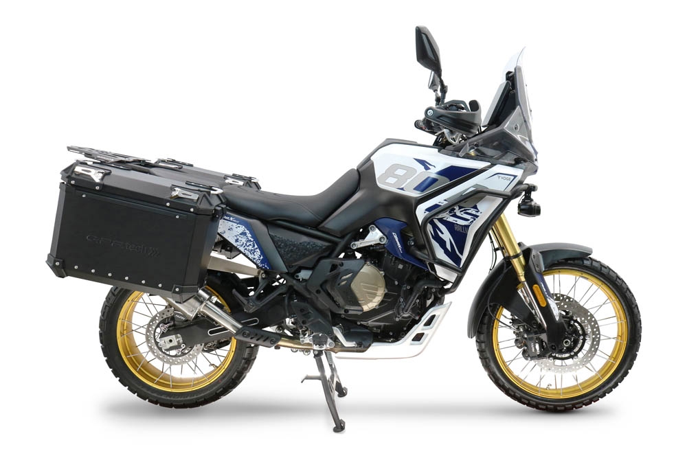 GPR TECH COMPATIBILE CON Voge DS 800 Rally 2025/2026 GPR TECH COPPIA DI VALIGIE LATERALI NERE, ALPI-TECH 38 LT. + 32 LT. CON PORTA PACCHI NERO SERIE TECH-EVO 