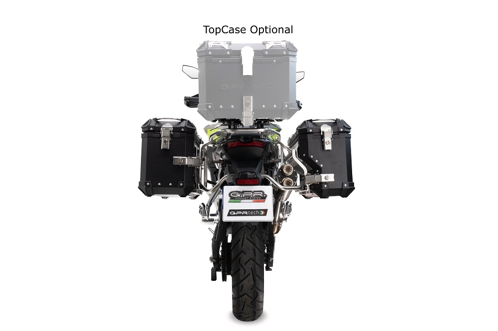 GPR TECH COMPATABILE CON Voge 900DSX 2024/2025 e5 GPR TECH COPPIA DI VALIGIE LATERAL DI COLORE ARGENTO, ALPI-TECH 38 LT. + 32 LT. CON TELAIO SPECIFICO COLORE NERO 