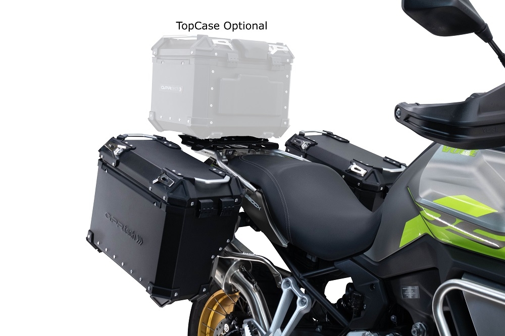 GPR TECH COMPATABILE CON Voge 900DSX 2024/2025 e5 GPR TECH COPPIA DI VALIGIE LATERAL DI COLORE ARGENTO, ALPI-TECH 38 LT. + 32 LT. CON TELAIO SPECIFICO COLORE NERO 