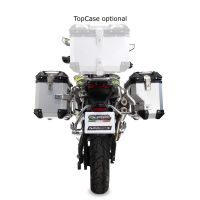 Pair of side cases aluminum made with contoured right side, silver color with specific pannier silver holder GPR TECH compatible with  Voge 900DSX 2024/2025 e5