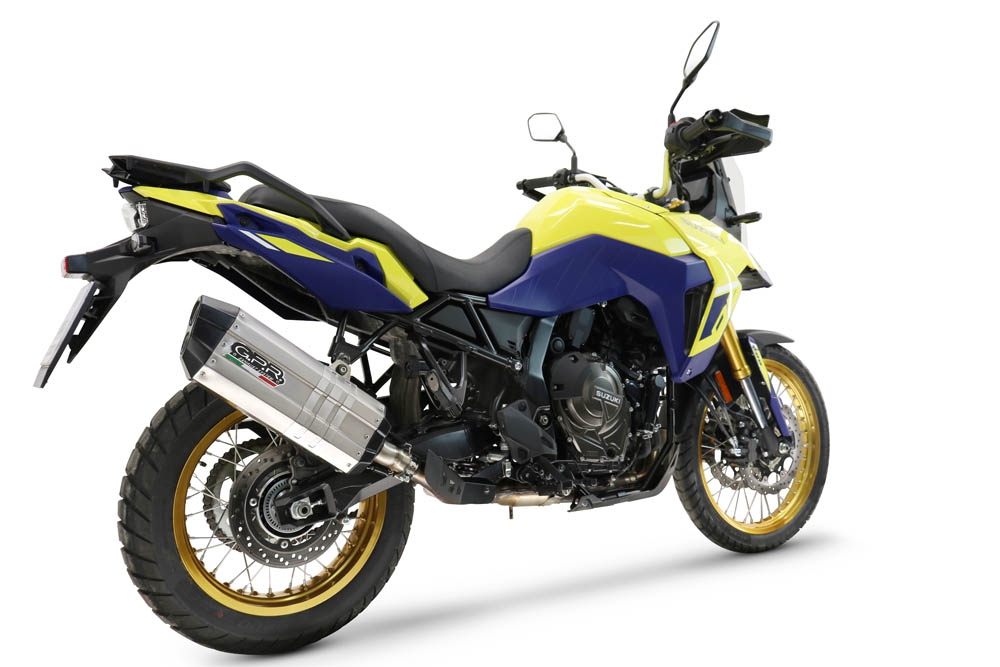 Exhaust compatible with Suzuki V-STROM DL 800 DE - SE 2023-2025, Hyper Sonic Titanium, Homologated legal slip-on exhaust including removable db killer and link pipe 