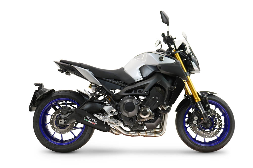 Scarico GPR compatibile con  Yamaha Mt-09 2014-2016, GP-Revo Black Titanium, Scarico completo omologato per il rumore,fornito con db killer,catalizzatore conforme alla revisione e collettore
