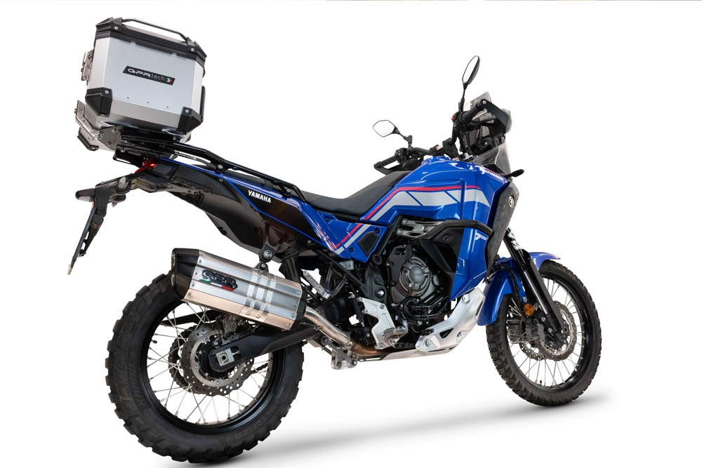Exhaust compatible with Yamaha Tenere 700 2021-2024, Hyper Sonic Titanium, Homologated legal slip-on exhaust including removable db killer and link pipe 