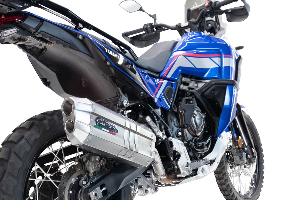 Exhaust compatible with Yamaha Tenere 700 2021-2024, Hyper Sonic Inox, Homologated legal slip-on exhaust including removable db killer and link pipe 