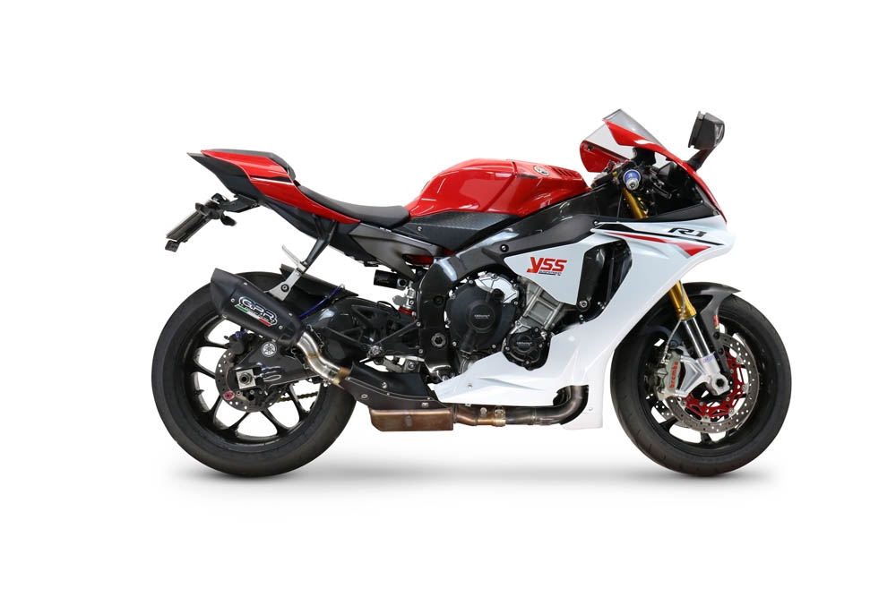 Scarico GPR compatibile con  Yamaha Yzf R1-R1-M 2017-2019, GP-Revo Black Titanium, Scarico omologato, silenziatore con db killer estraibile e raccordo specifico