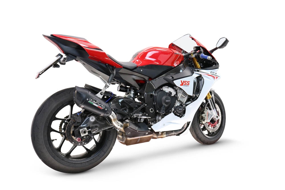 Scarico GPR compatibile con  Yamaha Yzf R1-R1-M 2017-2019, GP-Revo Black Titanium, Scarico omologato, silenziatore con db killer estraibile e raccordo specifico