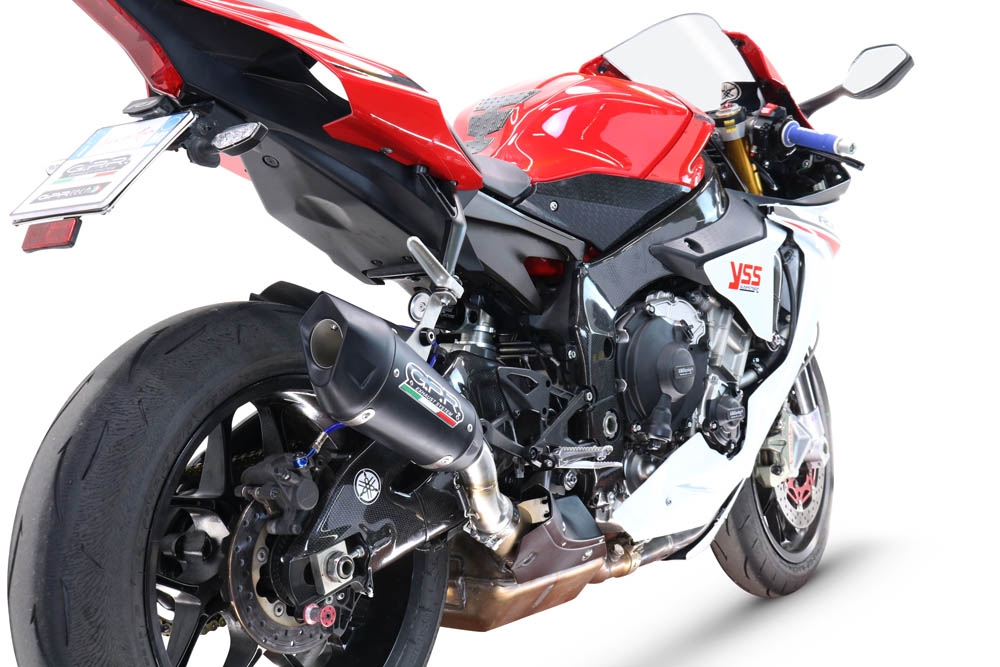 Scarico GPR compatibile con  Yamaha Yzf R1-R1-M 2017-2019, GP-Revo Black Titanium, Scarico omologato, silenziatore con db killer estraibile e raccordo specifico