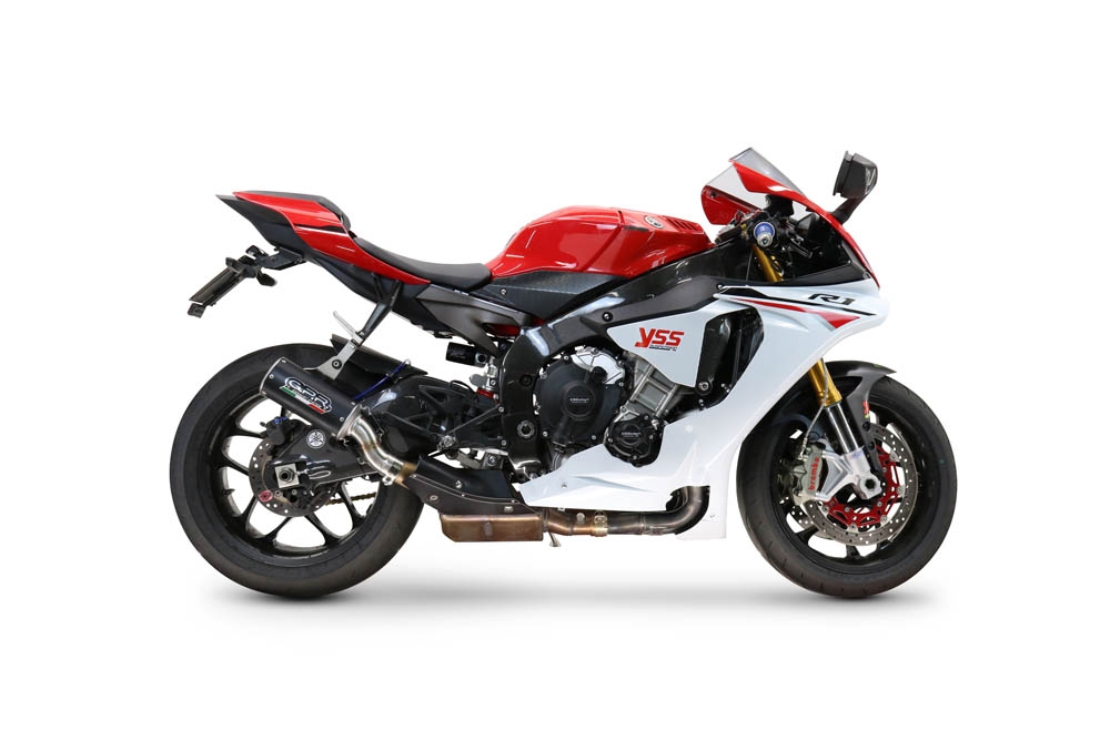 Scarico GPR compatibile con  Yamaha Yzf R1-R1-M 2015-2016, M3 Black Titanium, Scarico omologato, silenziatore con db killer estraibile e raccordo specifico