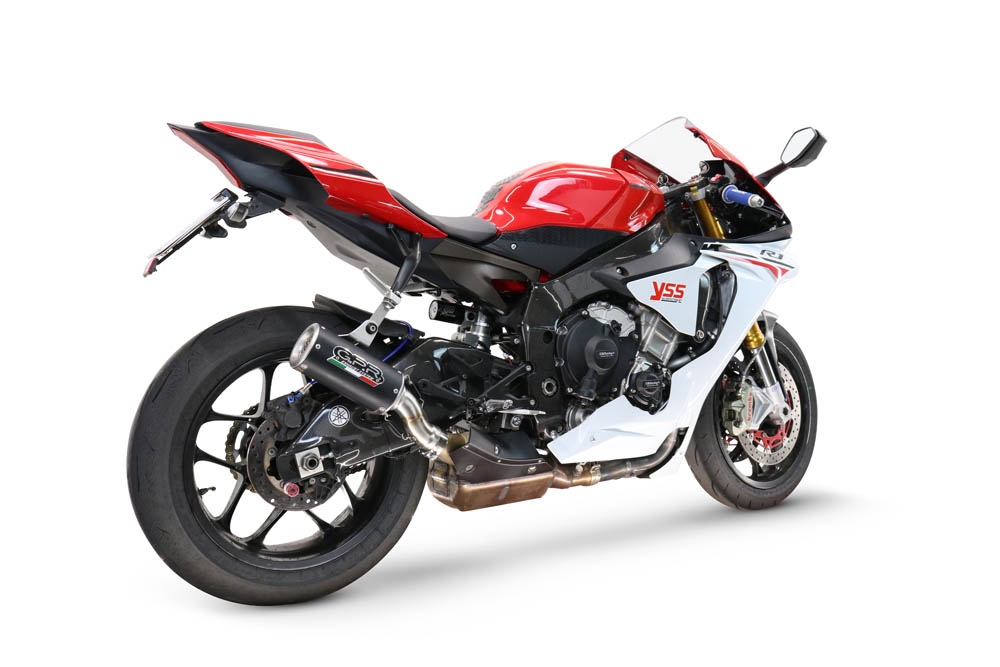 Scarico GPR compatibile con  Yamaha Yzf R1-R1-M 2015-2016, M3 Black Titanium, Scarico omologato, silenziatore con db killer estraibile e raccordo specifico