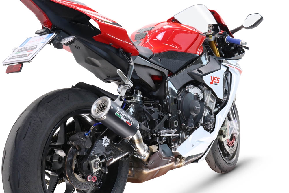 Scarico GPR compatibile con  Yamaha Yzf R1-R1-M 2015-2016, M3 Black Titanium, Scarico omologato, silenziatore con db killer estraibile e raccordo specifico