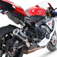 Scarico GPR compatibile con  Yamaha Yzf R1-R1-M 2015-2016, M3 Black Titanium, Scarico omologato, silenziatore con db killer estraibile e raccordo specifico