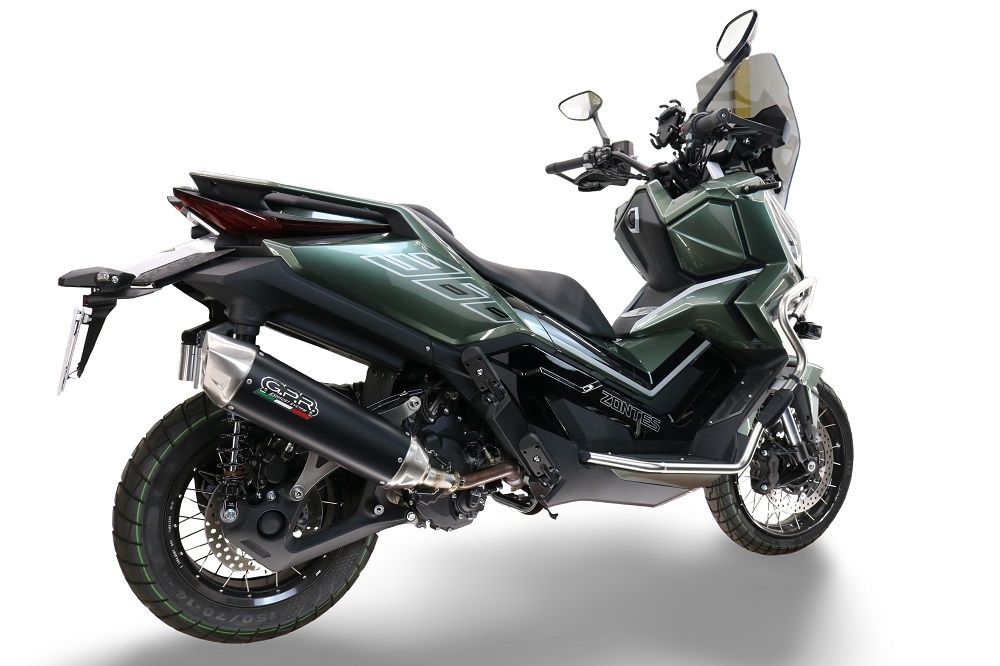 Exhaust compatible with Zontes 365D 2024-2026, Furore-X Scooter, Slip-on exhaust legal for UK and non-EU markets including link pipe and removable db killer 
