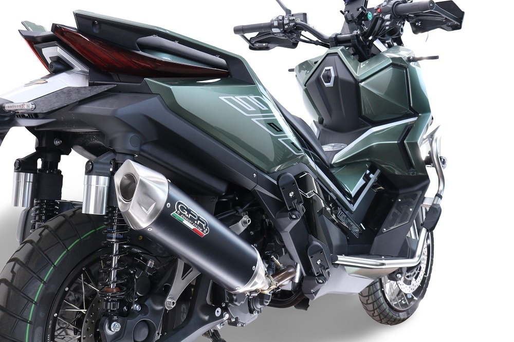 Exhaust compatible with Zontes 365D 2024-2026, Furore-X Scooter, Slip-on exhaust legal for UK and non-EU markets including link pipe and removable db killer 