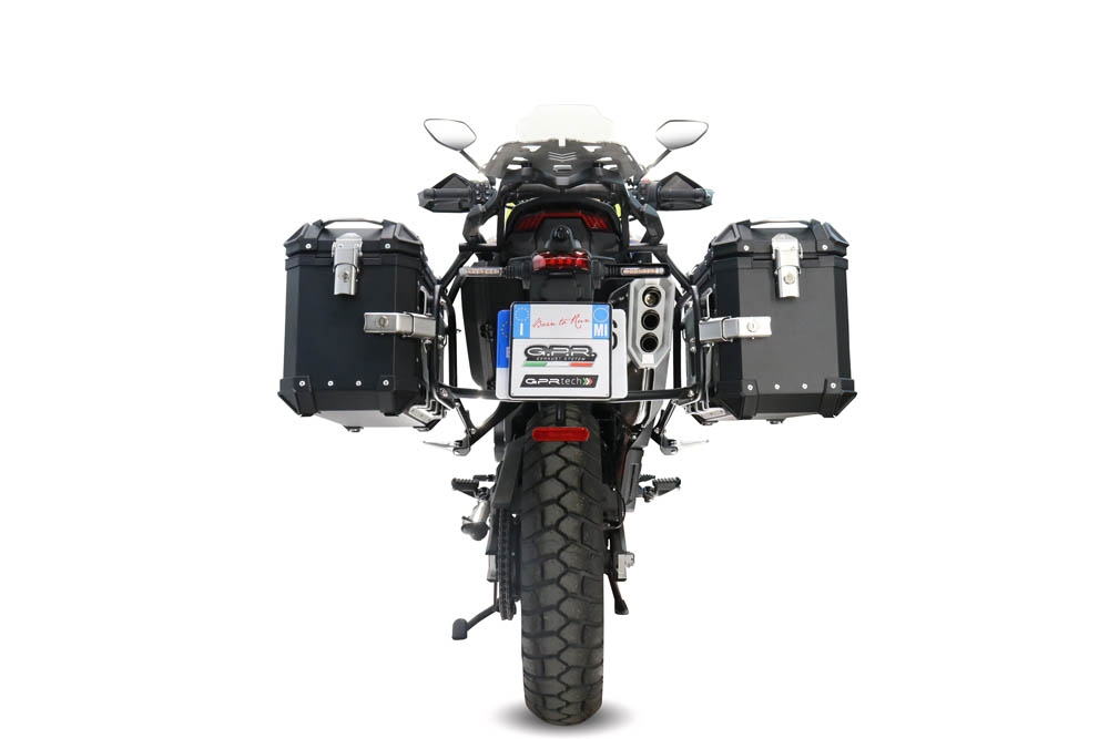 GPR TECH COMPATIBILE CON Zontes 703 F 2025/2026 GPR TECH COPPIA DI VALIGIE LATERAL,I COLORE NERO, SERIE ALPI-TECH 38 LT. + 38 LT. CON TELAIO SPECIFICO 